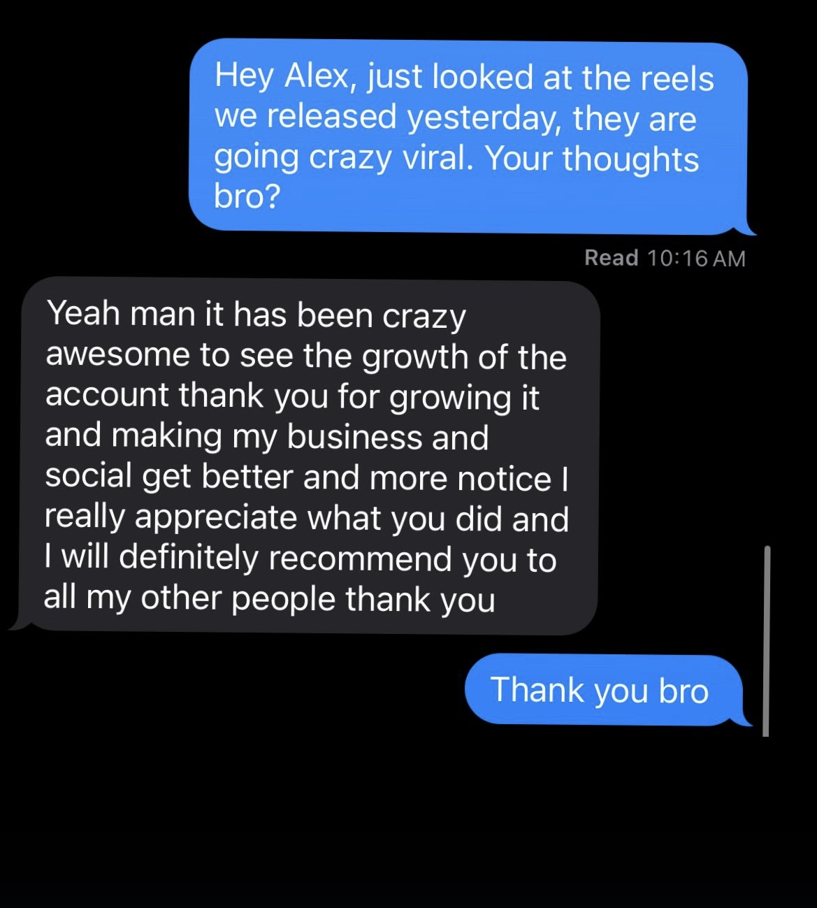 Testimonial from Alex